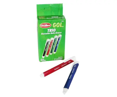 BORRACHA ESCOLAR TRIO AUTO-ERASER COLORS COM 12 PECAS NA CAIXA