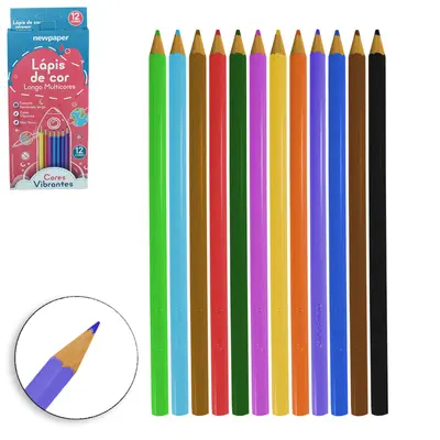 LAPIS DE COR SEXTAVADO LONGO MULTICORES COM 12 CORES VIBRANTES