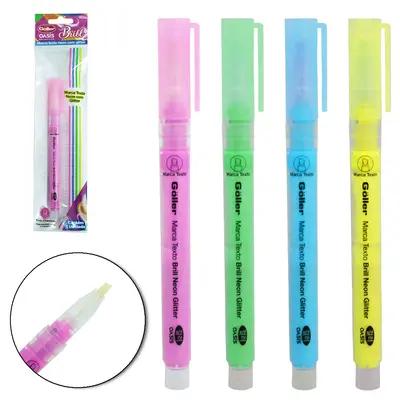 CANETA MARCA TEXTO NEON COM GLITER BRILL OASIS COLLECTION