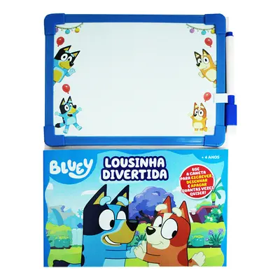 LIVRO COM QUADRO / LOUSA BRANCA BLUEY LOUSINHA DIVERTIDA ESCREVA E APAGUE + CANETA COM APAGADOR