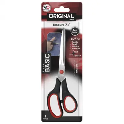 TESOURA MULTIUSO DE INOX BASIC 7½'' 19,5CM NA CARTELA