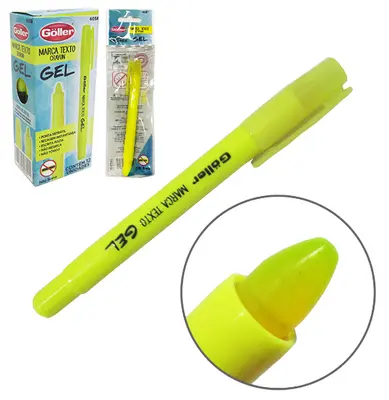 CANETA MARCA TEXTO CRAYON GEL AMARELO COM 12 PECAS NA CAIXA