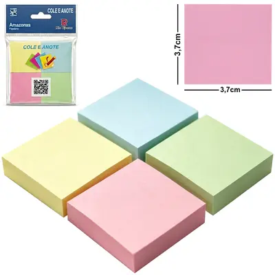 BLOCO DE ANOTACAO STICKER ADESIVO QUADRADO COM 400 FOLHAS COLORS 3,7CM