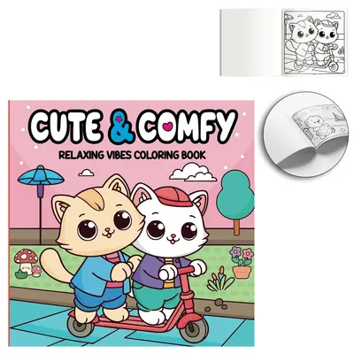 LIVRO CUTE & COMFY RELAXING VIBES COLORING BOOK PARA COLORIR 65 PAGINAS 20,5X20,5CM