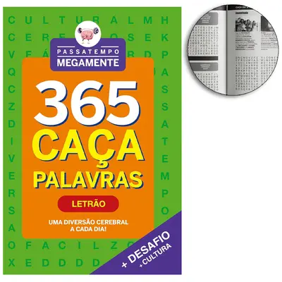 LIVRO PASSATEMPO MEGAMENTE 365 CACA PALAVRAS LETRAO 200 PAGINAS + 25 PAGINAS DE RESPOSTAS 23X15,5CM
