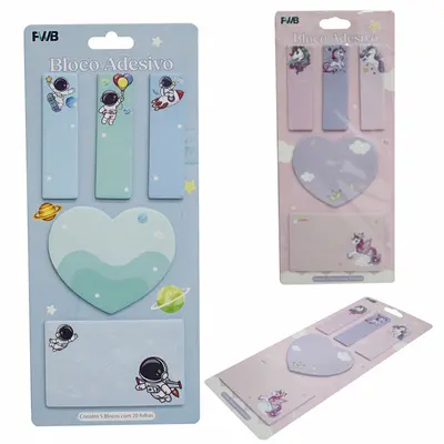 BLOCO DE ANOTACAO STICKER COM MARCADOR DE PAGINA ADESIVO 100 FOLHAS