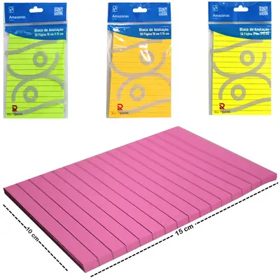 BLOCO DE ANOTACAO STICKER RETANGULAR PAUTADO COM 50 FOLHAS 10X15CM
