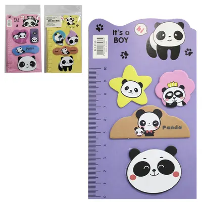 MARCADOR PAGINA / BLOCO ANOTACAO STICKER ADESIVO PANDA 60 FOLHAS + REGUA 10CM