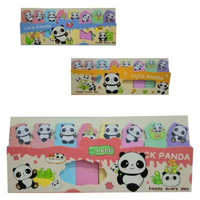 MARCADOR PAGINA / BLOCO ANOTACAO STICKER ADESIVO PANDA 120 PECAS 4,8X1,5CM