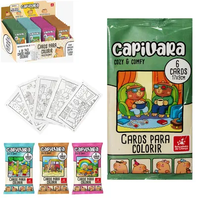 CARDS PARA COLORIR CAPIVARA COZY & COMFY COM 6 PECAS 17X9CM DP PLAY