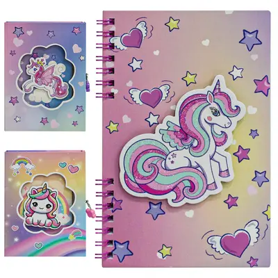 DIARIO UNICORNIO COM CADEADO + GLITTER 60 FOLHAS 18X11,5CM NA CAIXA