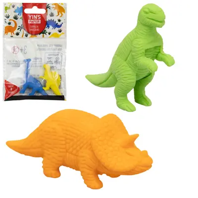 BORRACHA ESCOLAR DINOSSAURO YINS PAPER COM 2 PECAS