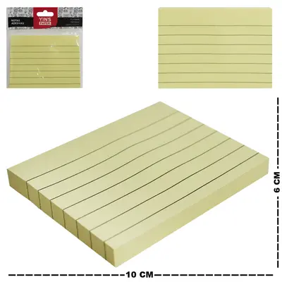 BLOCO DE ANOTACAO STICKER RETANGULAR PAUTADO YINS PAPER COM 100 FOLHAS 10,1X7,6CM