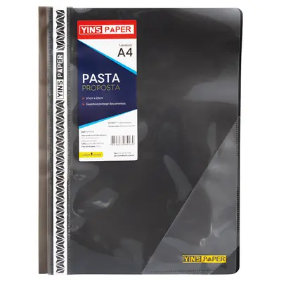 PASTA PROPOSTA A4 DE PLASTICO MULTIUSO PRETA YINS PAPER 31X22CM