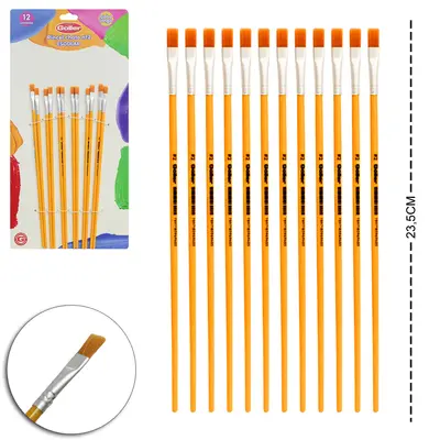 PINCEL CHATO Nº2 ESCOLAR CABO LONGO 12 PECAS 23,5CM