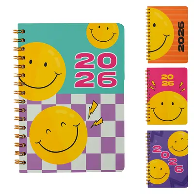 AGENDA 2026 CAPA DURA ESPIRAL SMILES 168 FOLHAS 15,2X11CM