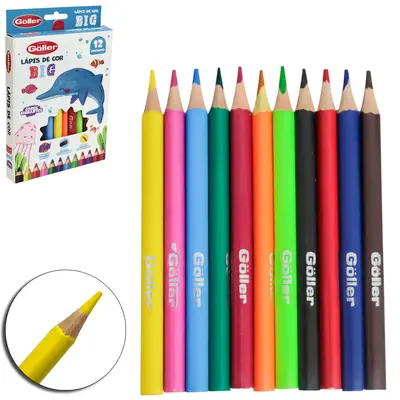 LAPIS DE COR JUMBO / BIG TRIANGULAR COM 12 CORES VIBRANTES
