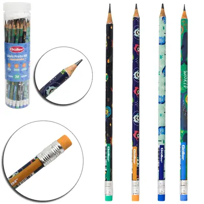 LAPIS GRAFITE HB REDONDO COM BORRACHA COM 36 PECAS 19CM NO TUBO