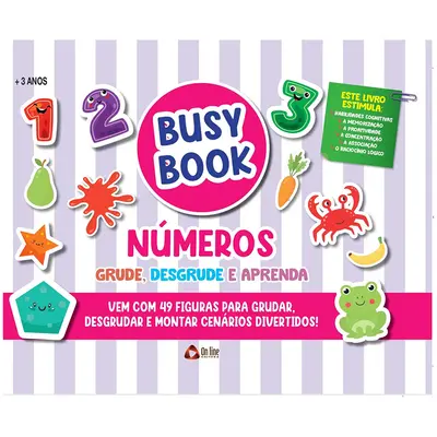 LIVRO BUSY BOOK NUMEROS GRUDE / DESGRUDE E APRENDA CAPA DURA 3 PAGINAS 27X20CM