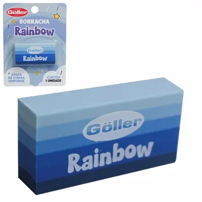 BORRACHA ESCOLAR RETANGULAR RAINBOW BLUE