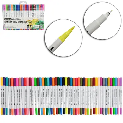 CANETA HIDROGRAFICA / HIDROCOR PONTA GROSSA E FINA DUPLA X-CELL COM 48 PECAS