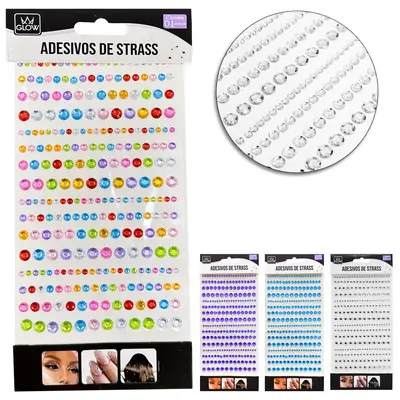 CARTELA DE ADESIVOS DECORATIVO STRASS 14X8CM