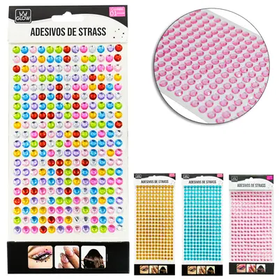 CARTELA DE ADESIVOS DECORATIVO STRASS 14X8,5CM