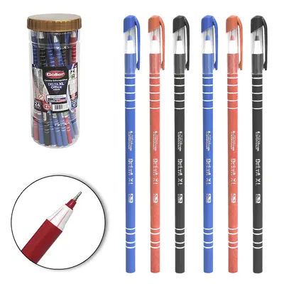 CANETA ESFEROGRAFICA DELTA XL OFFICE AZUL / PRETA / VERMELHA 0.7MM ESCRITA FINA COM 24 PECAS