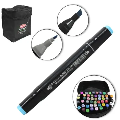 CANETA HIDROGRAFICA / HIDROCOR PONTA GROSSA E FINA DUPLA SUPER TOUCH COM 48 PECAS NO ESTOJO
