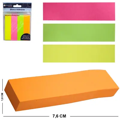 BLOCO DE ANOTACAO STICKER ADESIVO RETANGULAR PAPER COM 400 FOLHAS 7,6X1,8CM