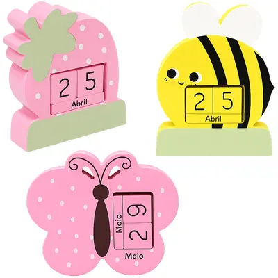 CALENDARIO DE MESA DE MADEIRA MDF BICHINHO / FRUTA
