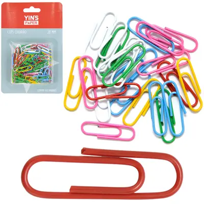 CLIPS DE METAL OVAL YINS PAPER COLORS COM 100 PECAS 28MM NA CARTELA