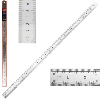 REGUA DE INOX 60CM GRADUACAO EM MILIMETROS E POLEGADAS YINS PAPER