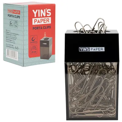 PORTA CLIPS MAGNETICO DE PLASTICO QUADRADO YINS PAPER 7X4,5CM NA CAIXA