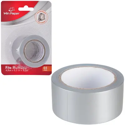 FITA ADESIVA MULTIUSO SILVER TAPE PRATA 48MMX5,5M NA CARTELA