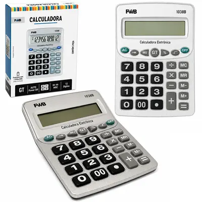 CALCULADORA ELETRONICA 12 DIGITOS A PILHA 18X13CM