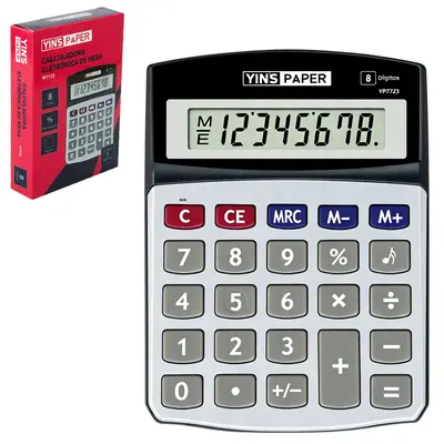 CALCULADORA ELETRONICA DE MESA 8 DIGITOS YINS PAPER A BATERIA 12,5X9CM