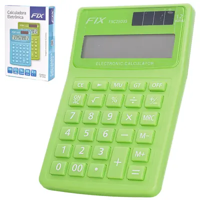 CALCULADORA ELETRONICA 12 DIGITOS A BATERIA / SOLAR 15,7X10,7CM