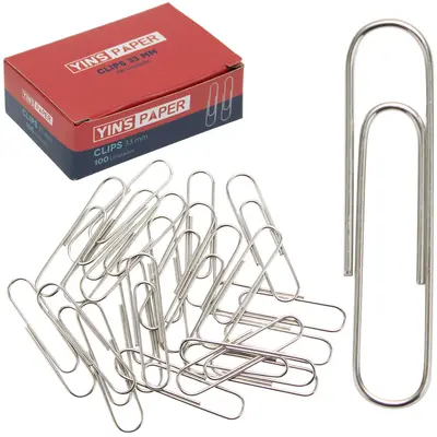 CLIPS DE METAL OVAL YINS PAPER COM 100 PECAS 33MM NA CAIXA