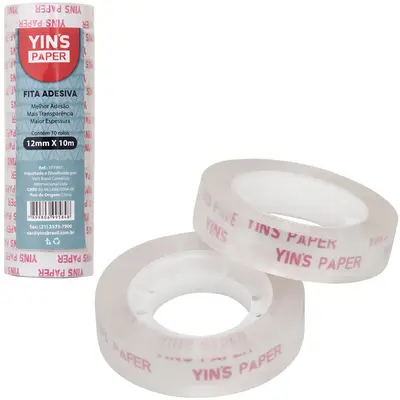 FITA ADESIVA TRANSPARENTE YINS PAPER COM 10 PECAS 12MMX10M