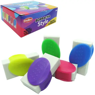 BORRACHA ESCOLAR STYLE COLORS COM 12 PECAS NA CAIXA