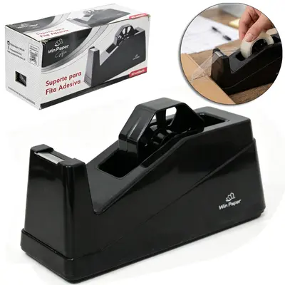 SUPORTE PARA FITA ADESIVA COM BASE ANTIDERRAPANTE PRETO WIN PAPER OFFICE 20X19X7,5CM
