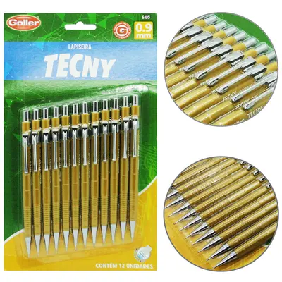 LAPISEIRA TECNICA TECNY 0.9MM COM BORRACHA COM 12 PECAS NA CARTELA