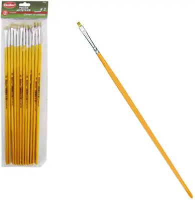 PINCEL ARTISTICO PONTA RETA Nº2 COM 12 PECAS 25CM NA SOLAPA
