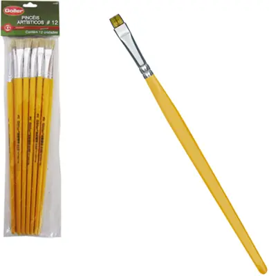 PINCEL ARTISTICO PONTA RETA Nº12 COM 12 PECAS 26,5CM NA SOLAPA