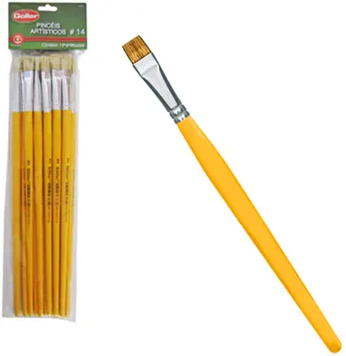 PINCEL ARTISTICO PONTA RETA Nº14 COM 12 PECAS 26,5CM NA SOLAPA