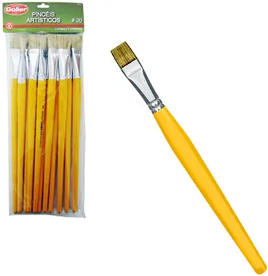 PINCEL ARTISTICO PONTA RETA Nº20 COM 12 PECAS 28CM NA SOLAPA