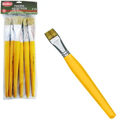 PINCEL ARTISTICO PONTA RETA Nº24 COM 6 PECAS 30CM NA SOLAPA