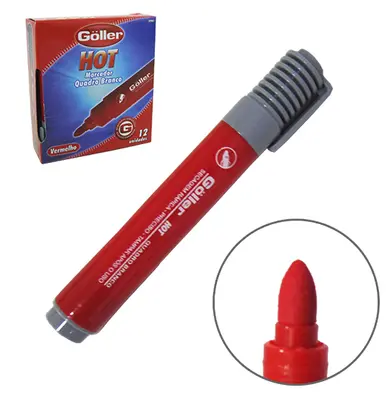 MARCADOR VERMELHO HOT PARA QUADRO BRANCO COM 12 PECAS