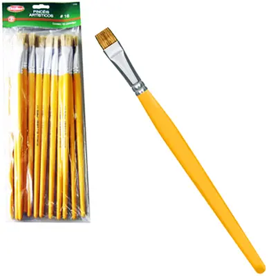PINCEL ARTISTICO PONTA RETA Nº16 COM 12 PECAS 27,5CM NA SOLAPA